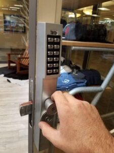 Alarm lock trilogy narrow stile for store front